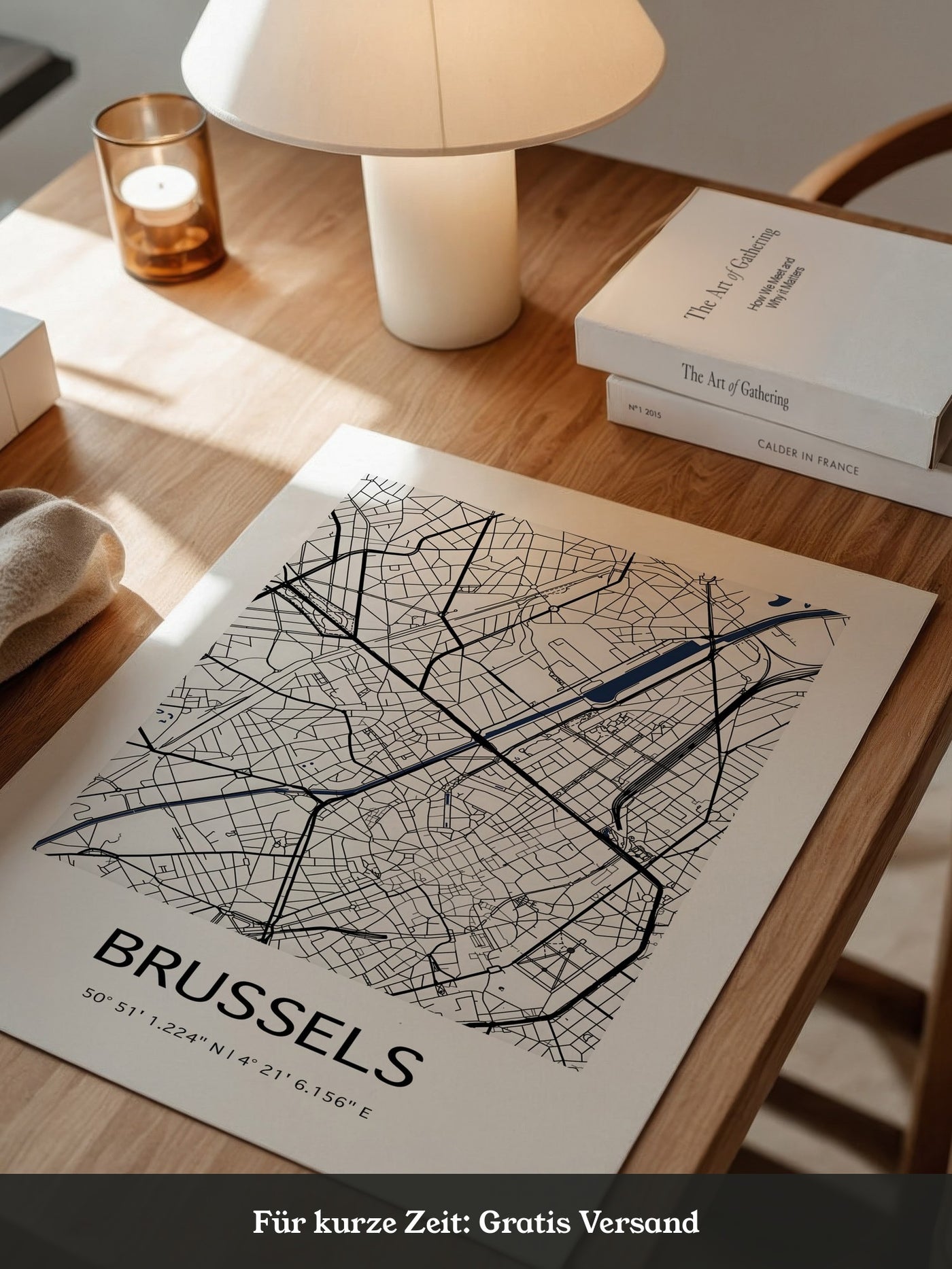 Brüssel Karte Monochrom