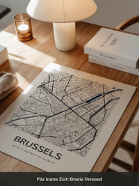 Brüssel Karte Monochrom