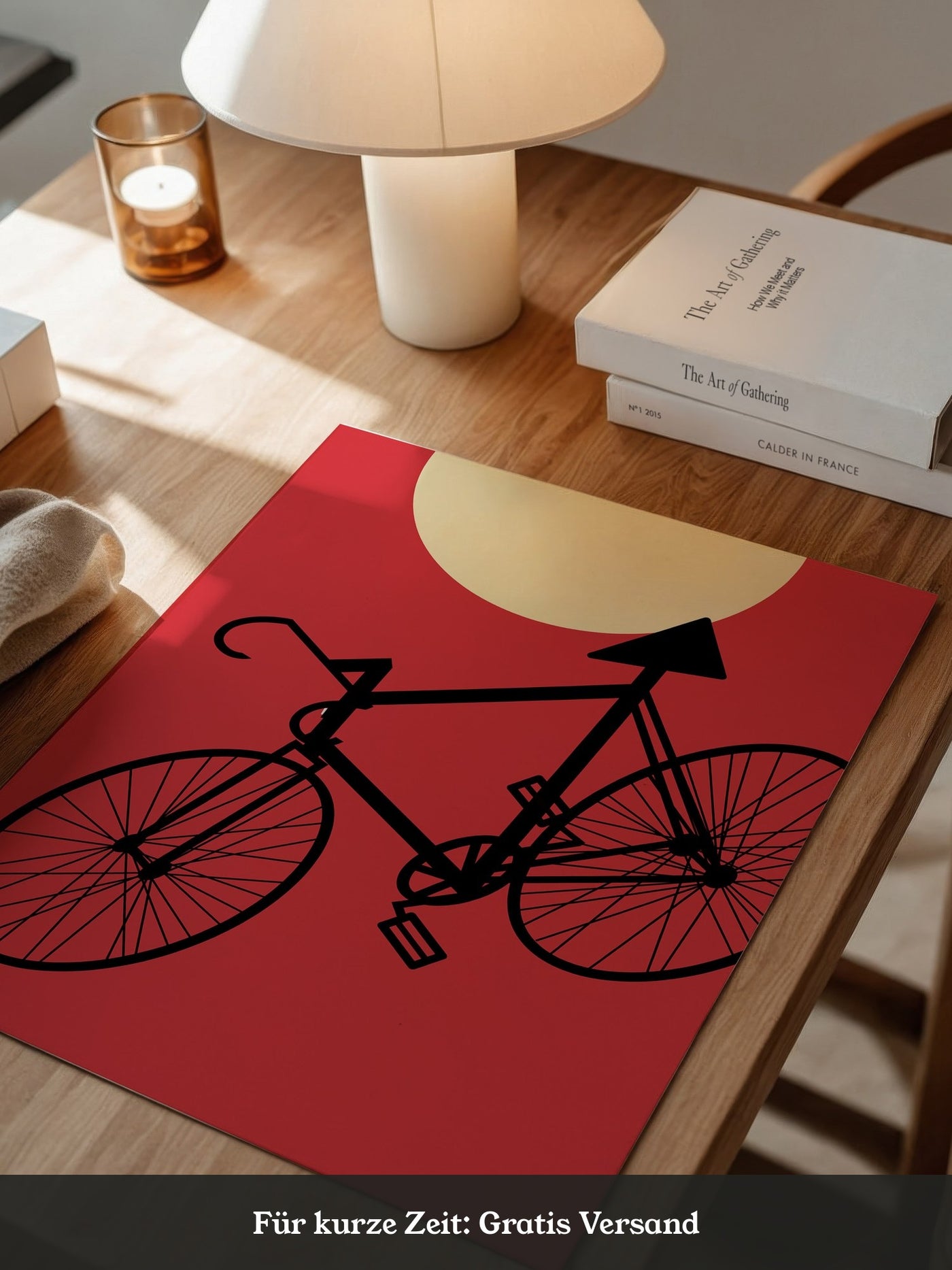 Fahrrad Sonne Roter Hintergrund
