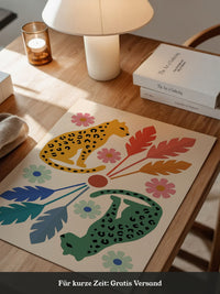 Leopard Blumen Illustration Bunt