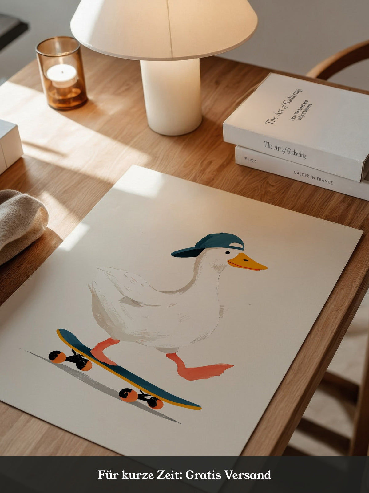 Ente Skateboard Mütze Illustration