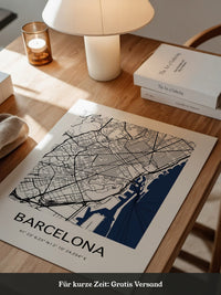 Barcelona Stadtkarte Blau Weiß