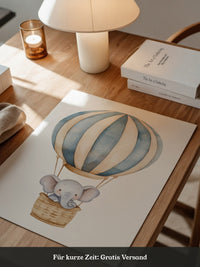 Elefant Heißluftballon Pastell