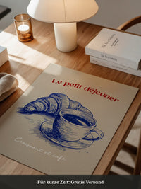 Croissant Café Blauzeichnung