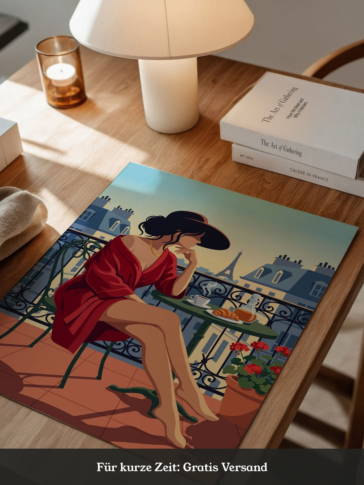 Paris Frau Balkon Retro