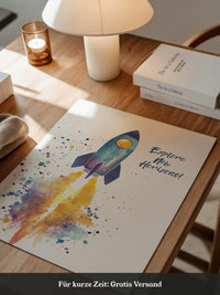 Rakete Aquarell Buntabdruck