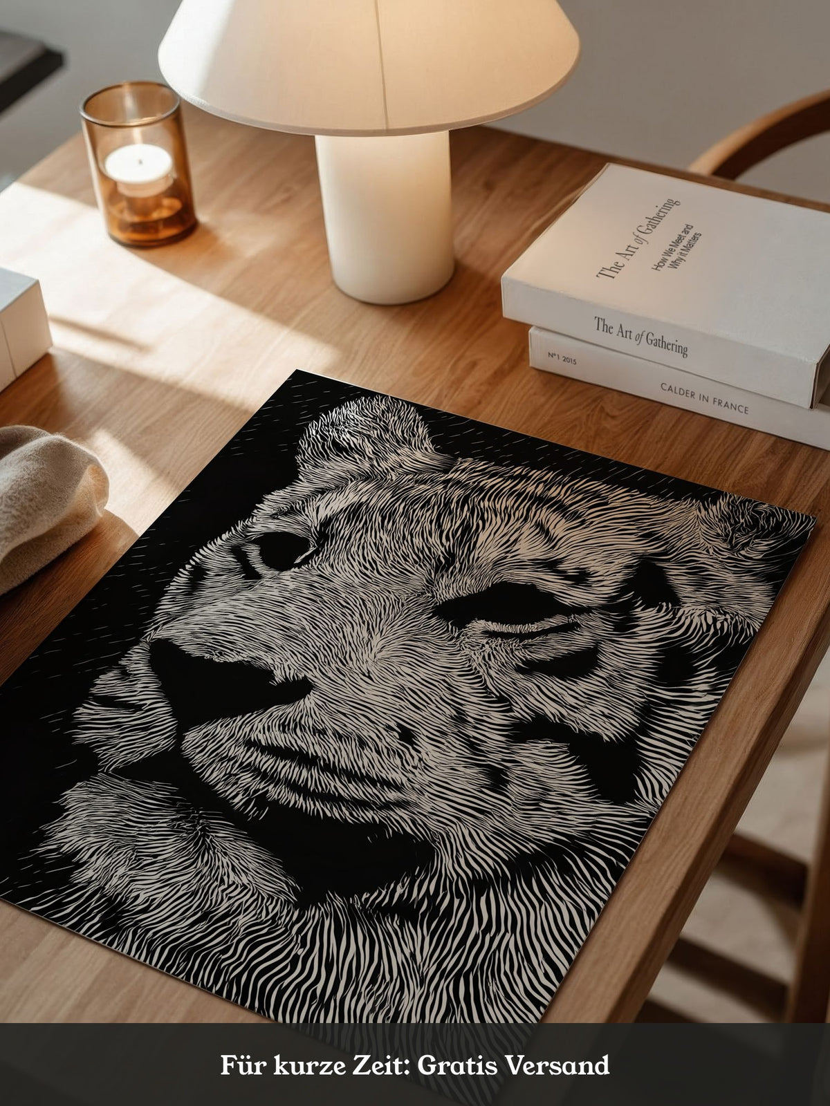 Tigerkopf Kunstvolles Schwarzweiß
