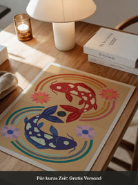 Koi Fische Blumen Illustration