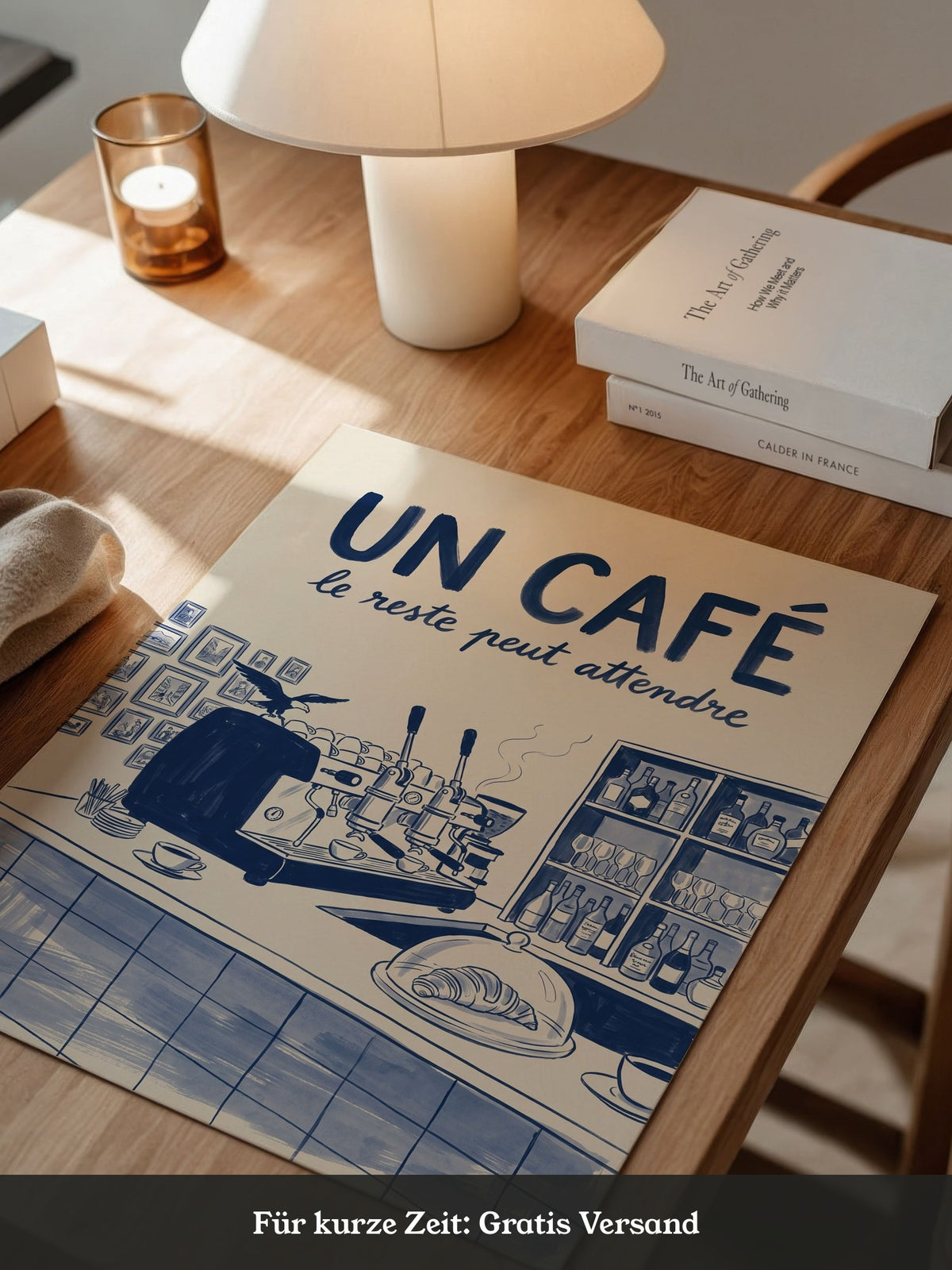 Café Barista Illustration Blau