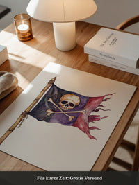 Piratenflagge Aquarell Vintage