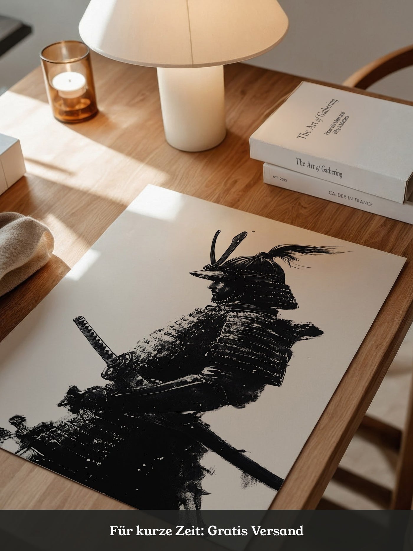 Samurai Krieger Tinte Schwarzweiß