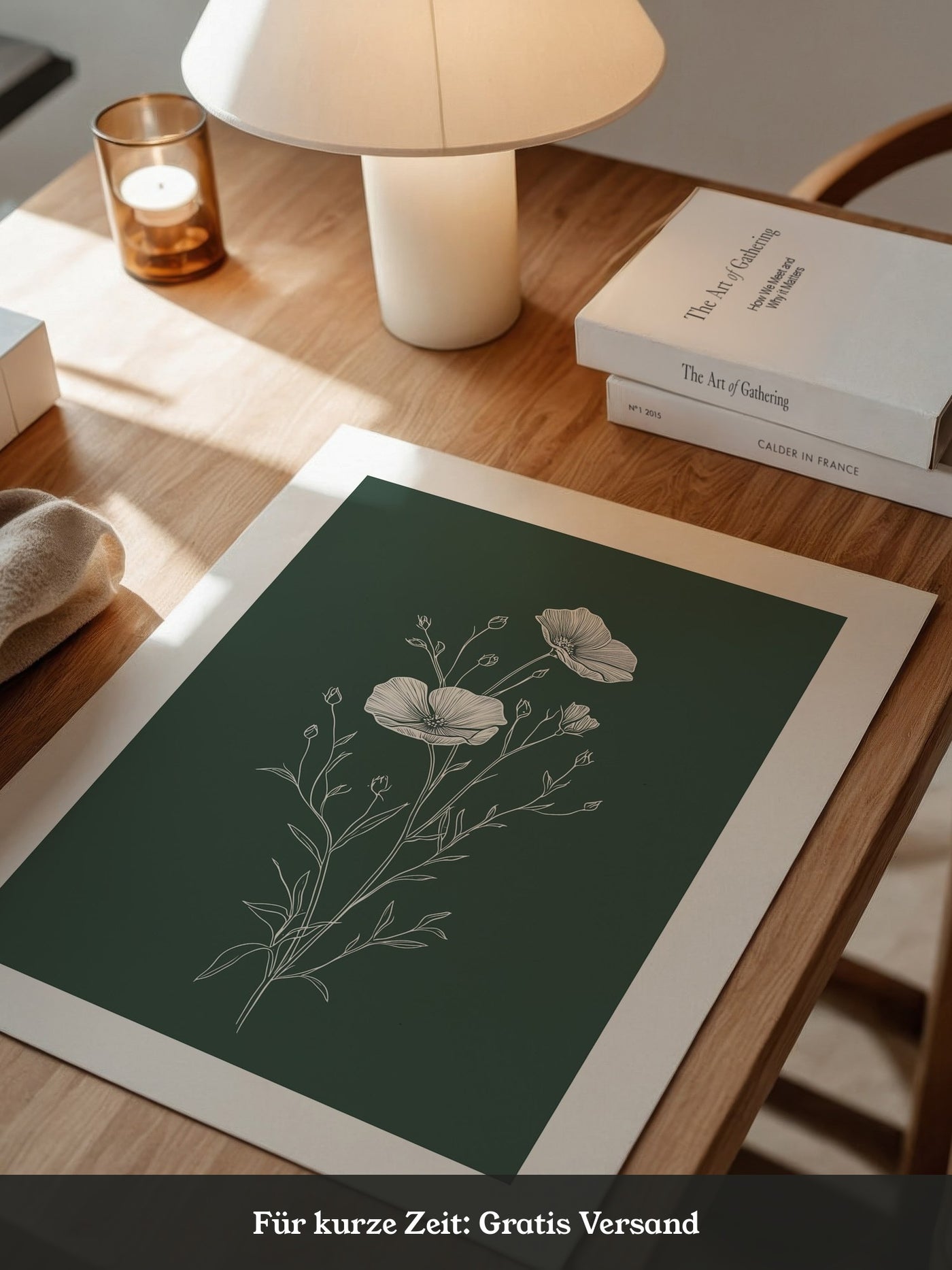 Mohnblumen minimalistisch grün
