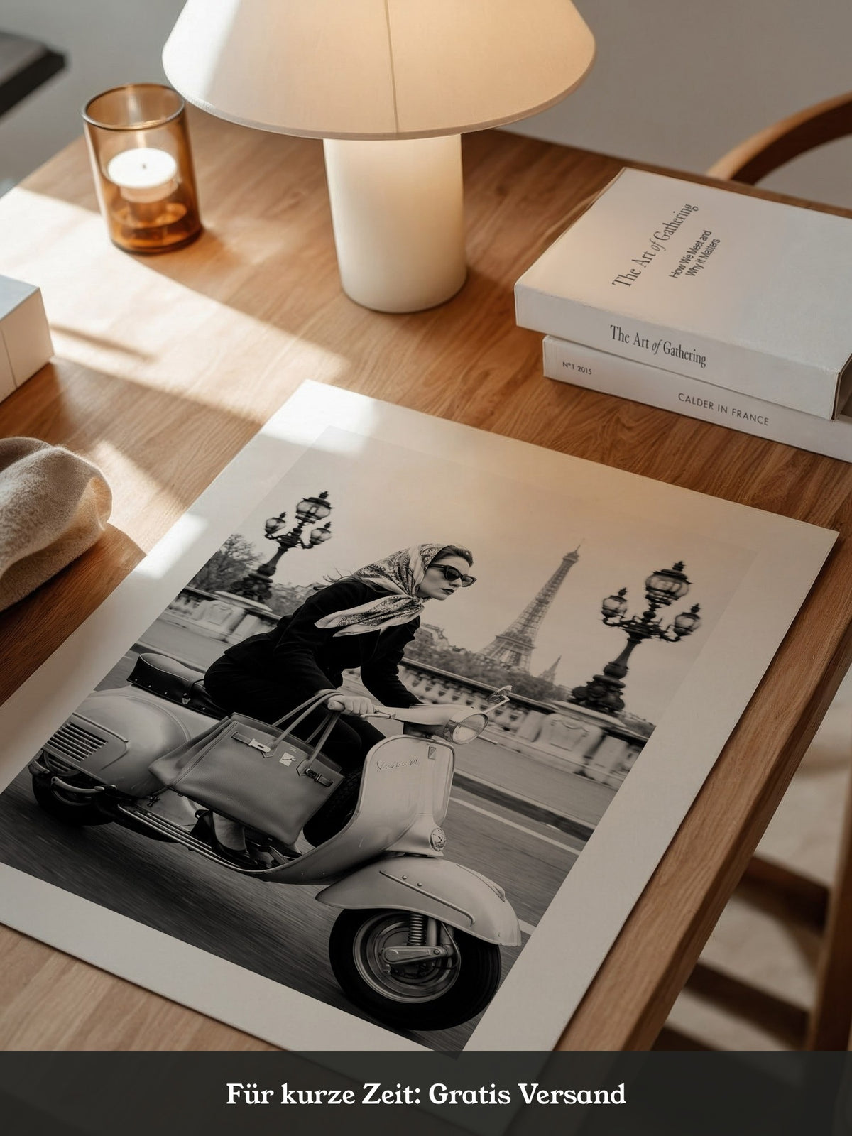 Eiffelturm Vespa Fahrt Retro Stil