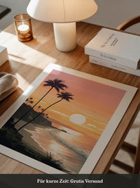 Palmen Küste Sonnenuntergang pastell