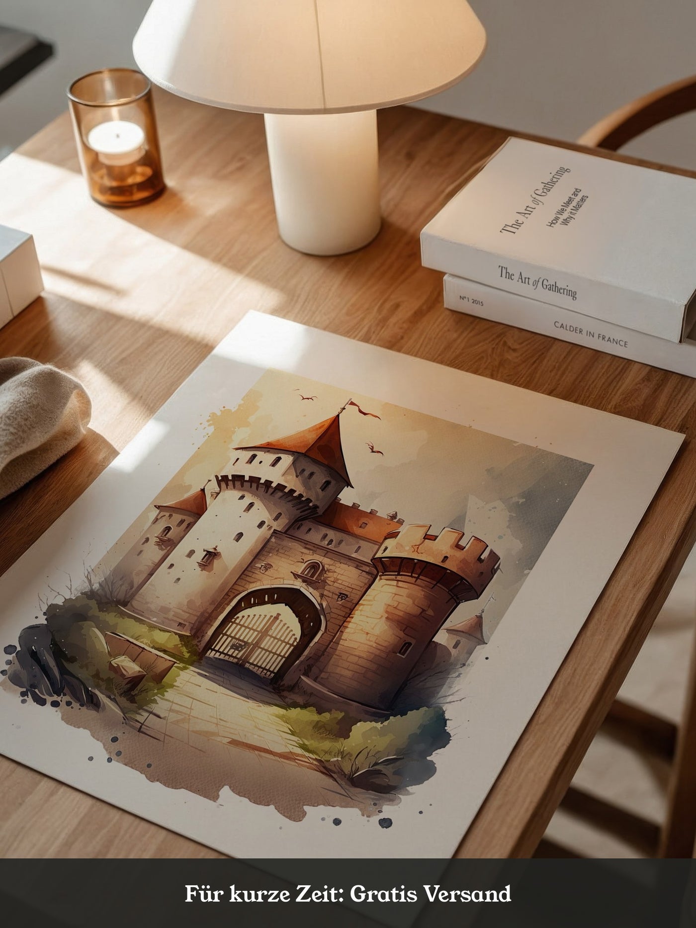 Mittelalterliche Burg Aquarellstil