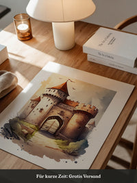 Mittelalterliche Burg Aquarellstil