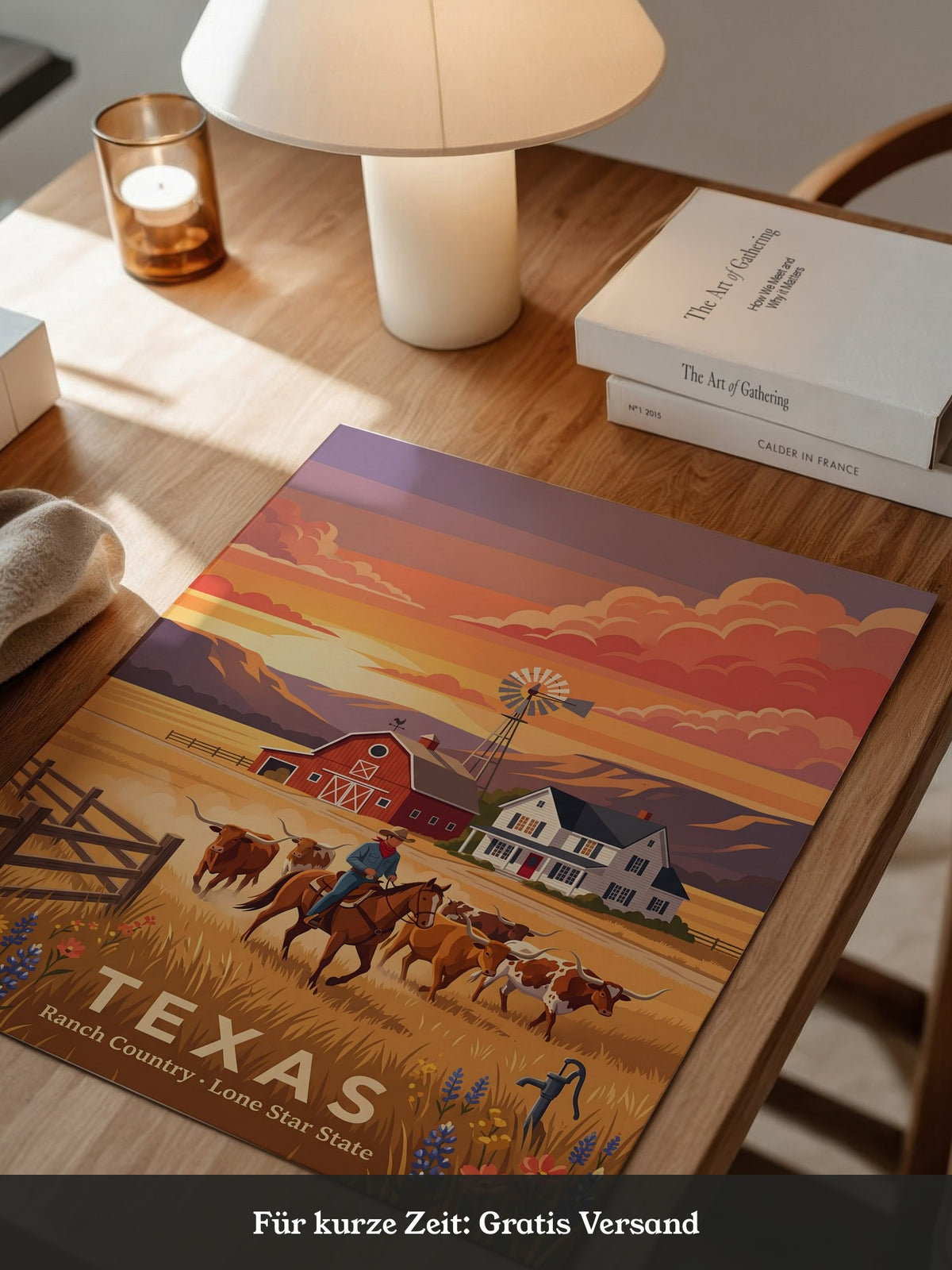 Texas Ranch Sonnenuntergang Retro-Stil