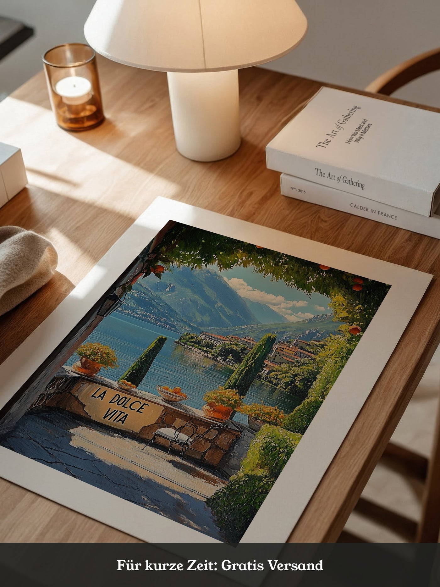 Italienisches Seepanorama lebendig