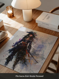 Piratenschwert Frau Aquarell