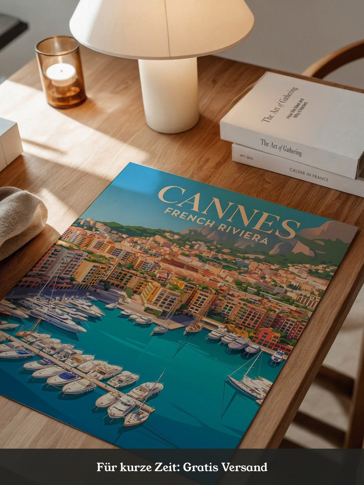 Cannes Hafen Malerei Retro