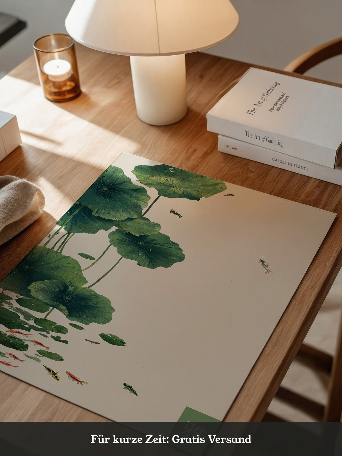 Seerosen und Koi minimalistisch