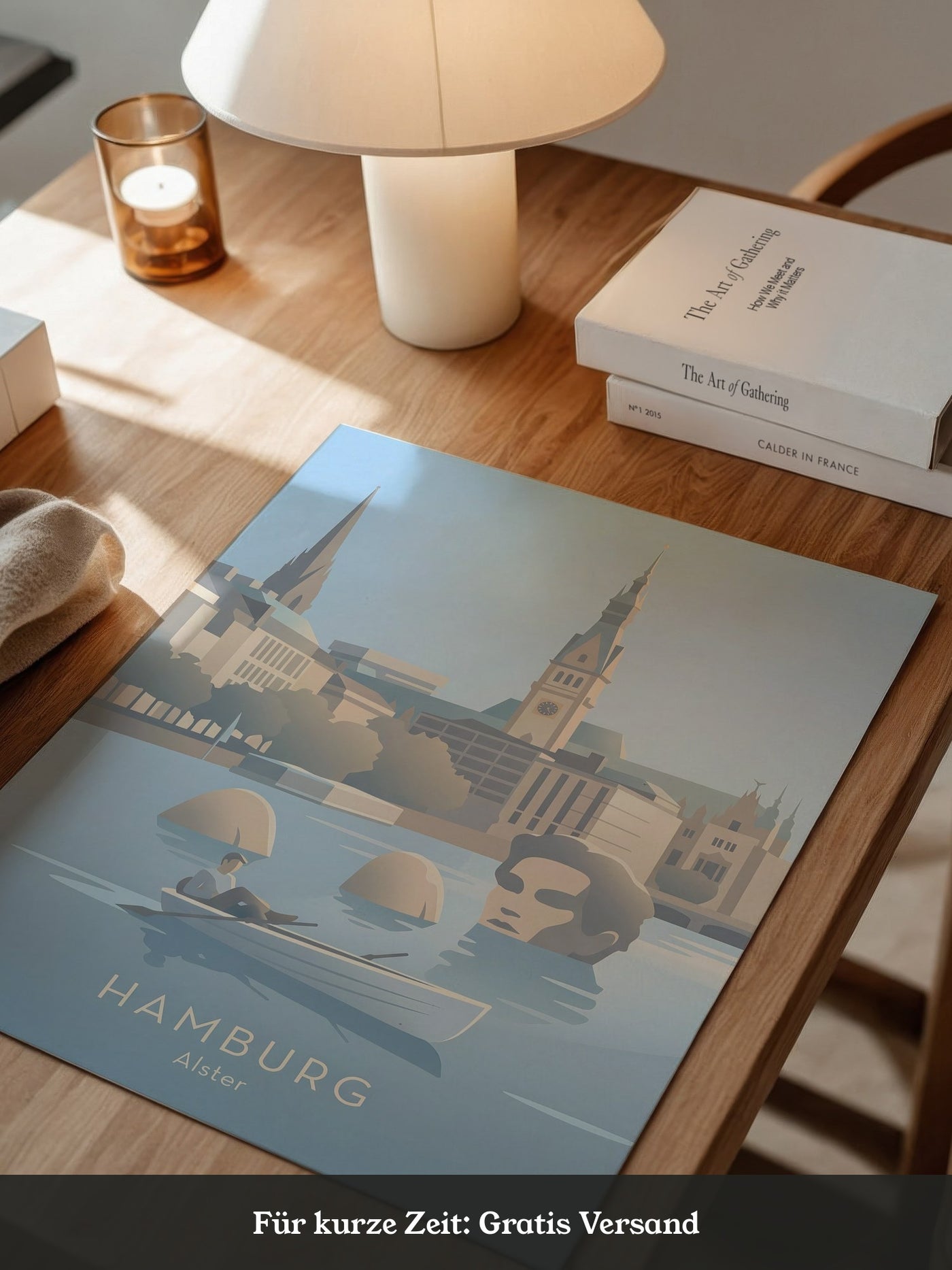 Hamburg Skyline Pastell Illustration