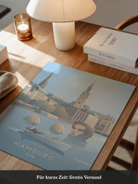 Hamburg Skyline Pastell Illustration