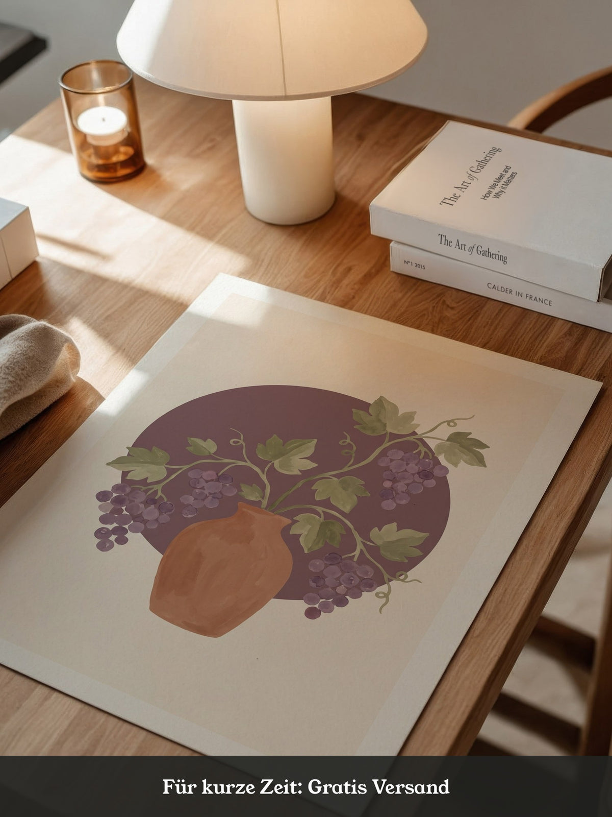 Keramikvase mit Trauben violett
