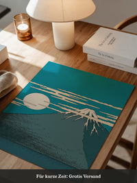 Berg Mond Illustration Türkis