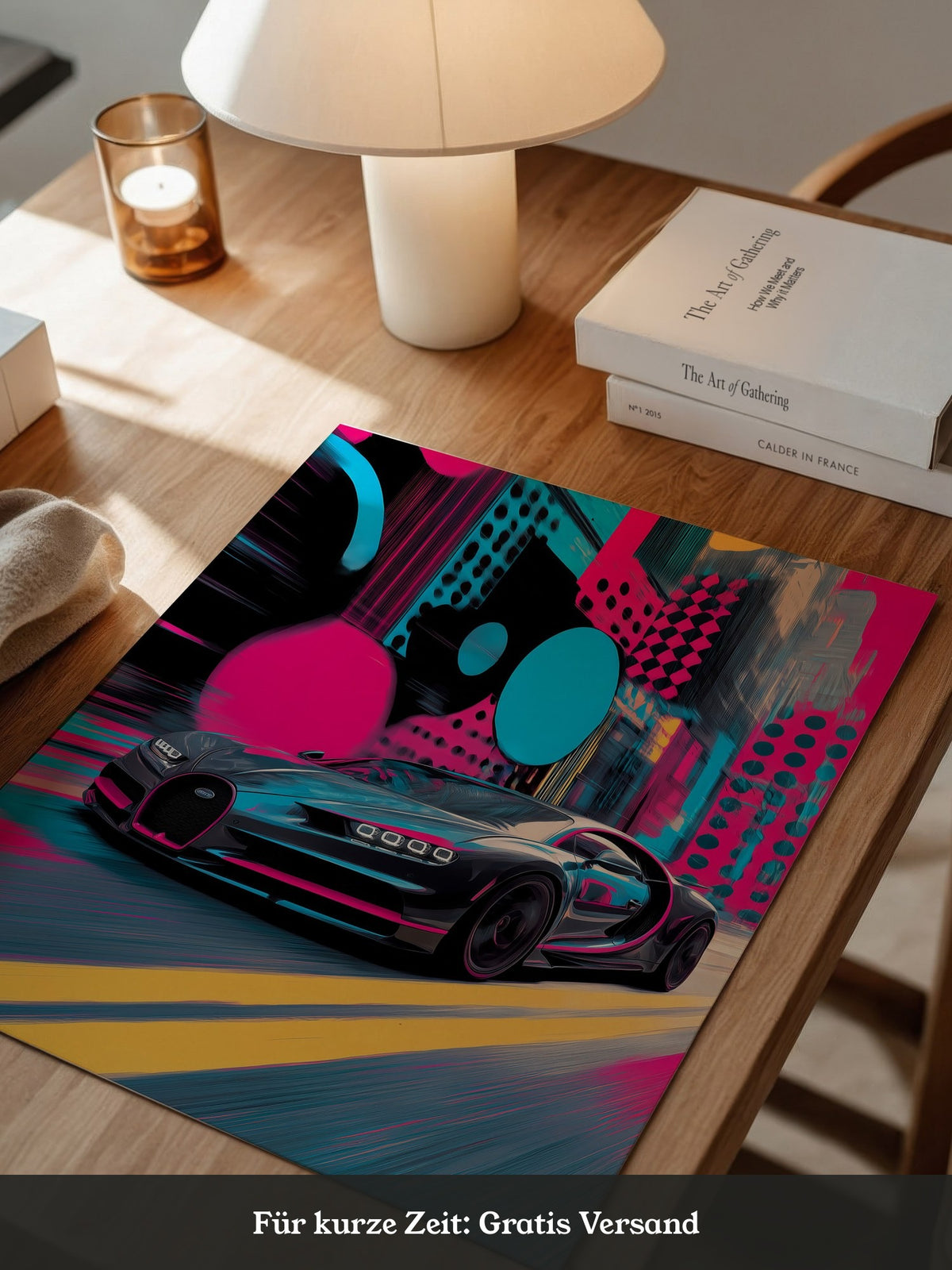 Sportwagen Neonfarben Stadt