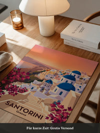 Santorini Stadtansicht Pastellfarben