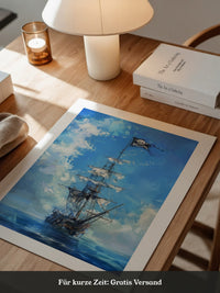 Piraten-Schiff blaue Malerei
