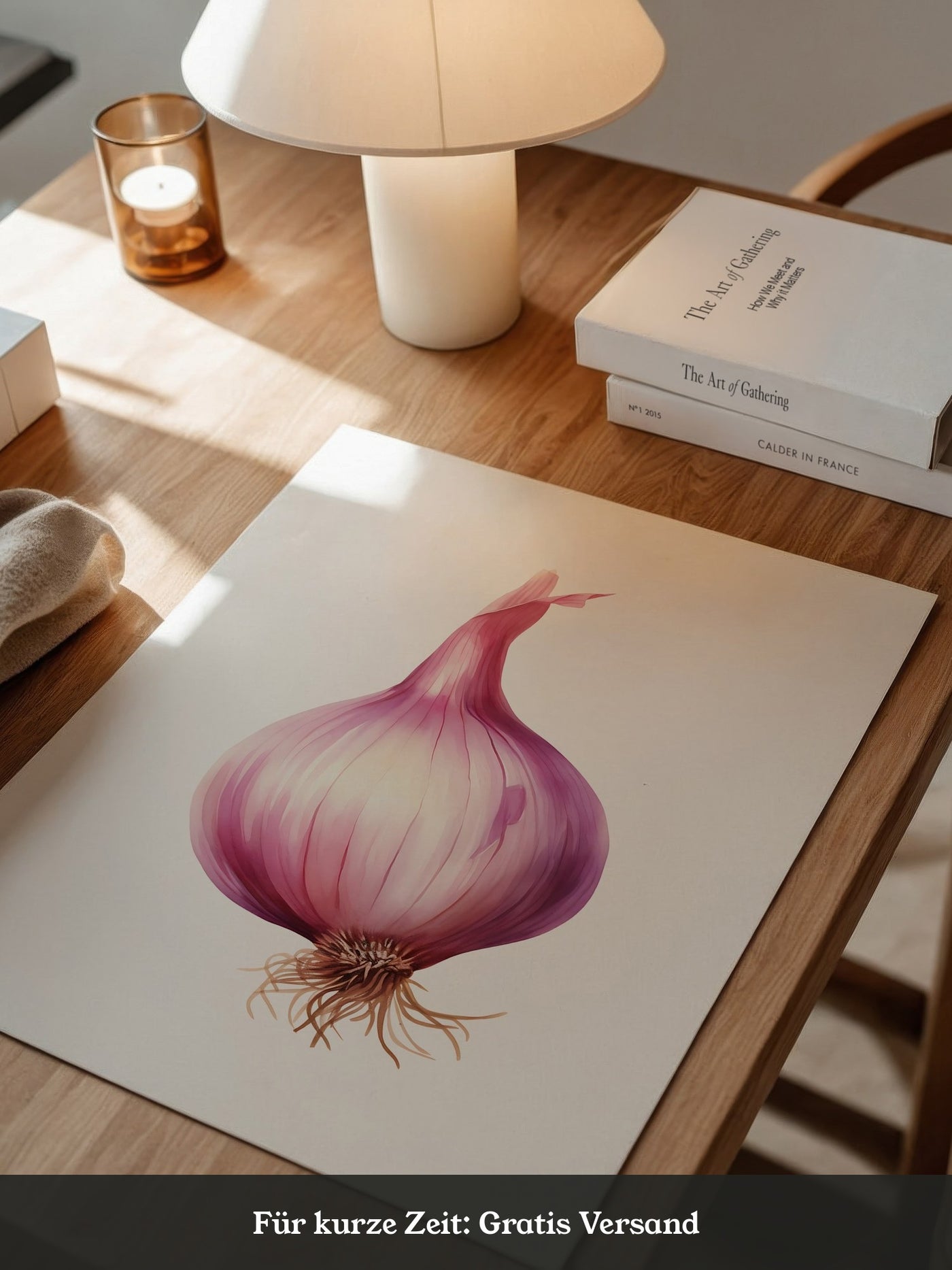 Rote Zwiebel Illustration Pastell