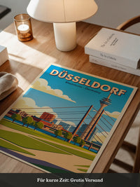 Rheinturm Düsseldorf Retro Skylinie