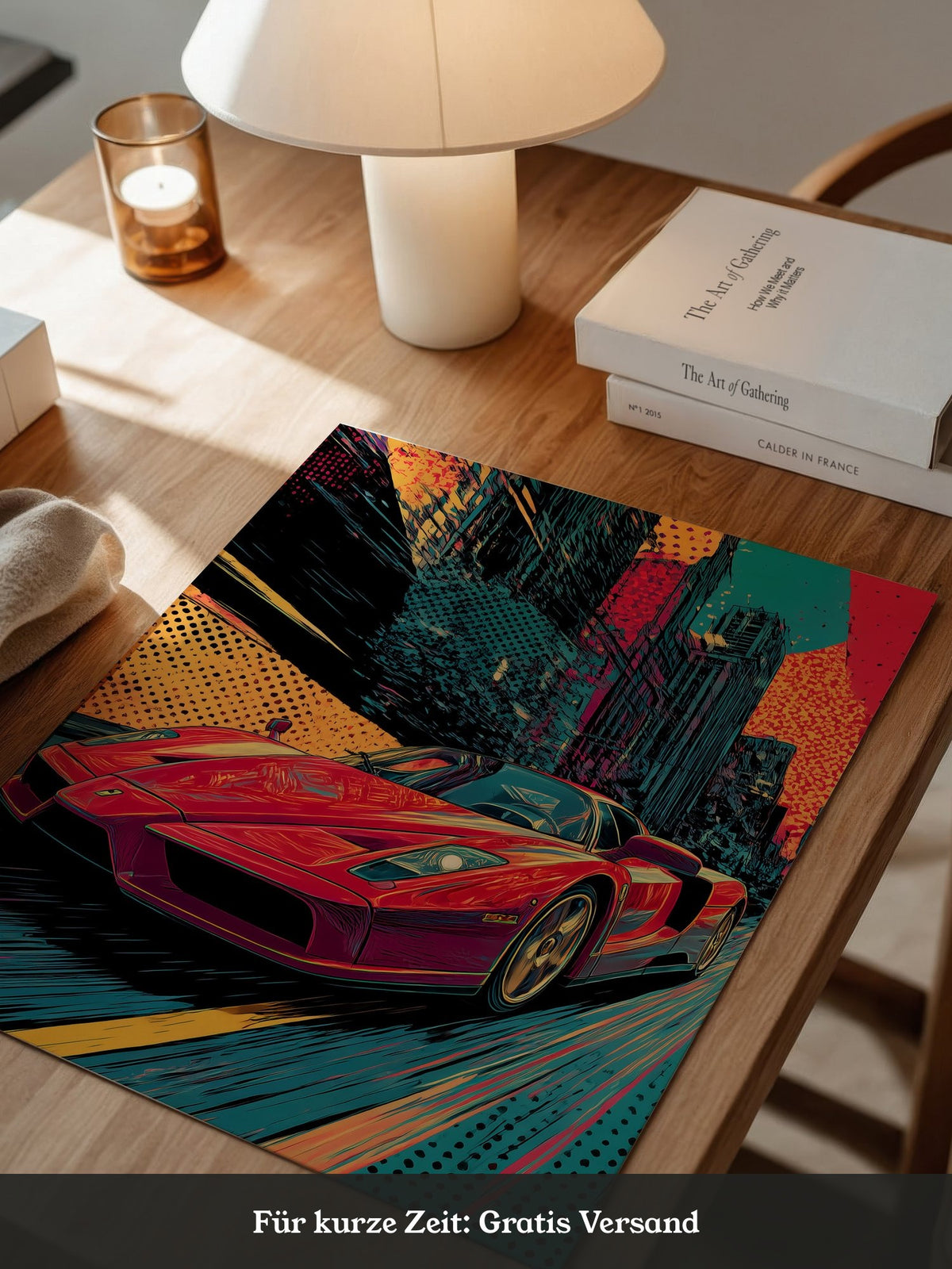 Roter Sportwagen Pop-Art Design