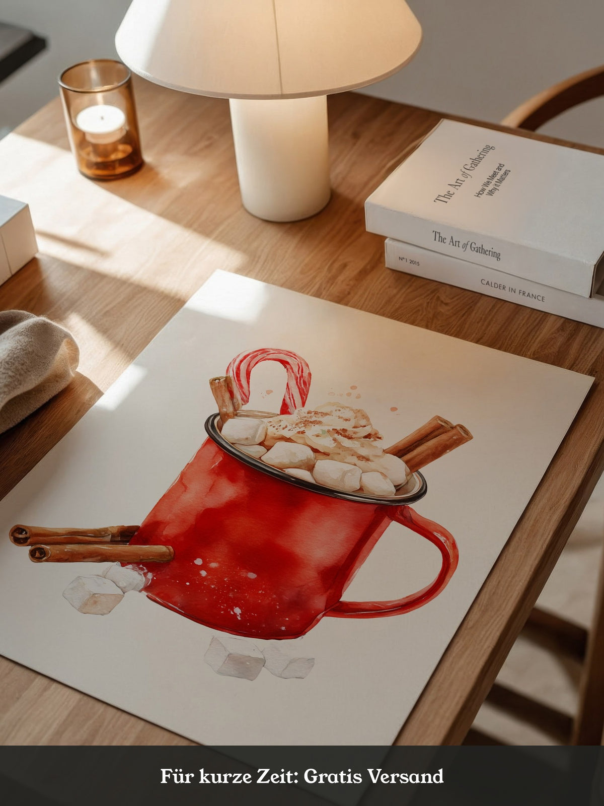 Rote Tasse Heißgetränk Weihnachtsstil