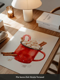 Rote Tasse Heißgetränk Weihnachtsstil