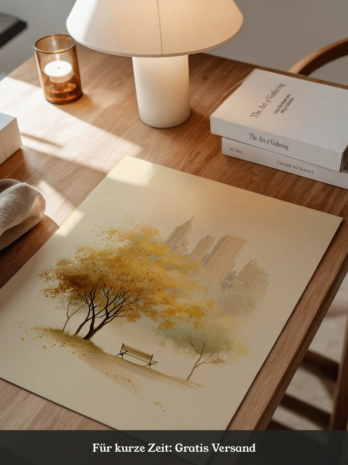 Stadtpark Herbst Aquarell