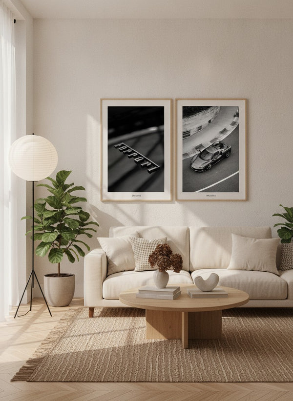 Poster-Set '8' Sportwagen Motive - 3 edle Automotive Prints Schwarz-Weiß - Bild 5
