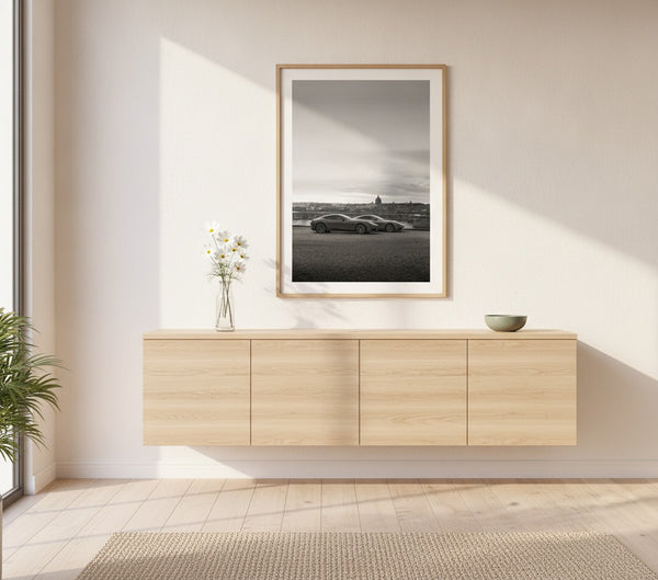 Poster-Set '8' Sportwagen Motive - 3 edle Automotive Prints Schwarz-Weiß - Bild 7