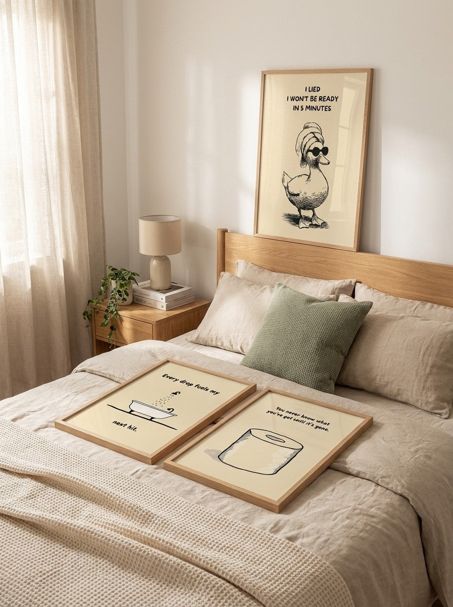 Poster-Set '5' - Badezimmer Humor (3er-Set) - Rosa Ente, Badewanne & Toilettenpapier - Bild 8