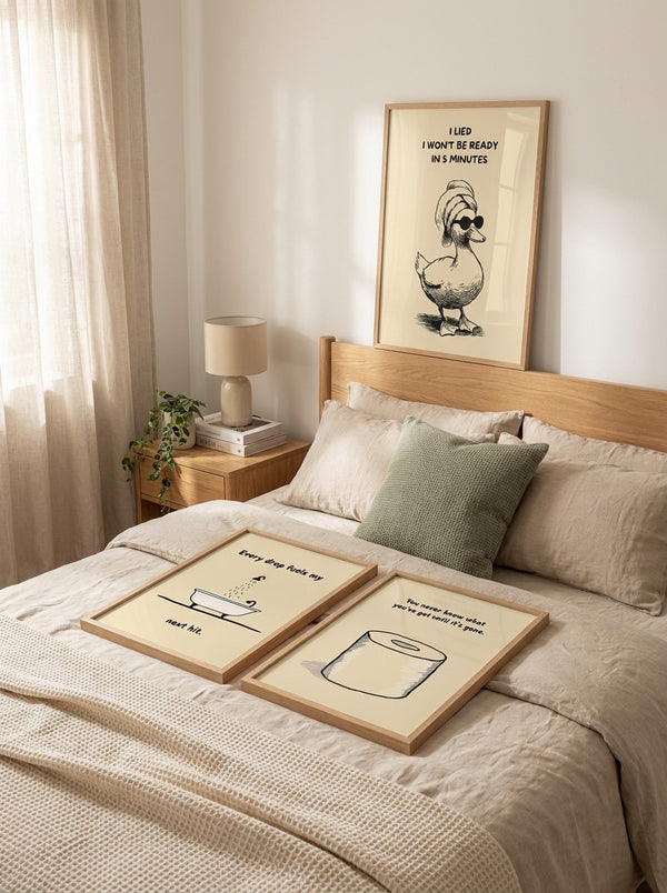 Poster-Set '5' - Badezimmer Humor (3er-Set) - Rosa Ente, Badewanne & Toilettenpapier - Bild 8