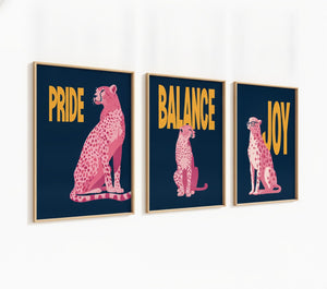 Poster-Set Leopard Rosa - 3 stilvolle Wandbilder im Pink Retro Design - Bild 3