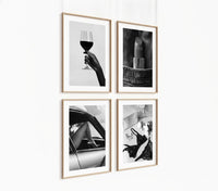 Poster-Set '9' - 4 elegante S/W Motive: Weinglas, Dessous, Auto & Lippenstift - Bild 3