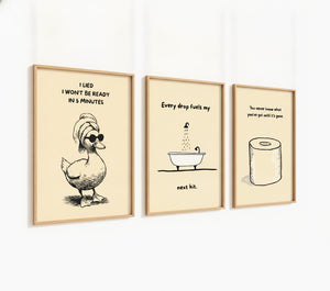 Poster-Set '5' - Badezimmer Humor (3er-Set) - Rosa Ente, Badewanne & Toilettenpapier - Bild 3