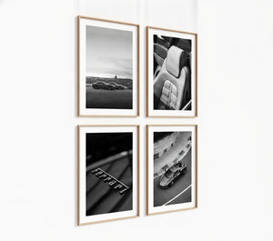 Poster-Set '8' Sportwagen Motive - 3 edle Automotive Prints Schwarz-Weiß - Bild 3