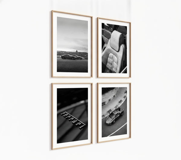 Poster-Set '8' Sportwagen Motive - 3 edle Automotive Prints Schwarz-Weiß - Bild 3
