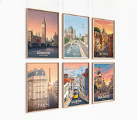 Poster-Set '7' - 5 Europäische Städte im Vintage Stil | Retro Wandbilder - Bild 3