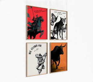 Poster-Set '13' - 4 Kunstdrucke: Frosch, Bulle, Ritter, Wolf | Wanddeko-Kollektion - Bild 3
