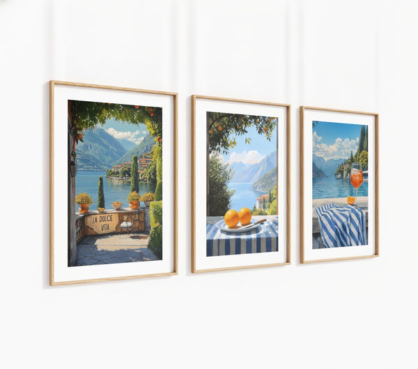 Poster-Set 'Italienische Seelandschaft' - 3 mediterrane Wandbilder mit Aperol-Flair - Bild 3